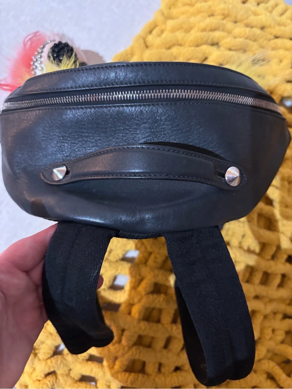 Fendi Black Backpack with Yellow Fur Eye Accents